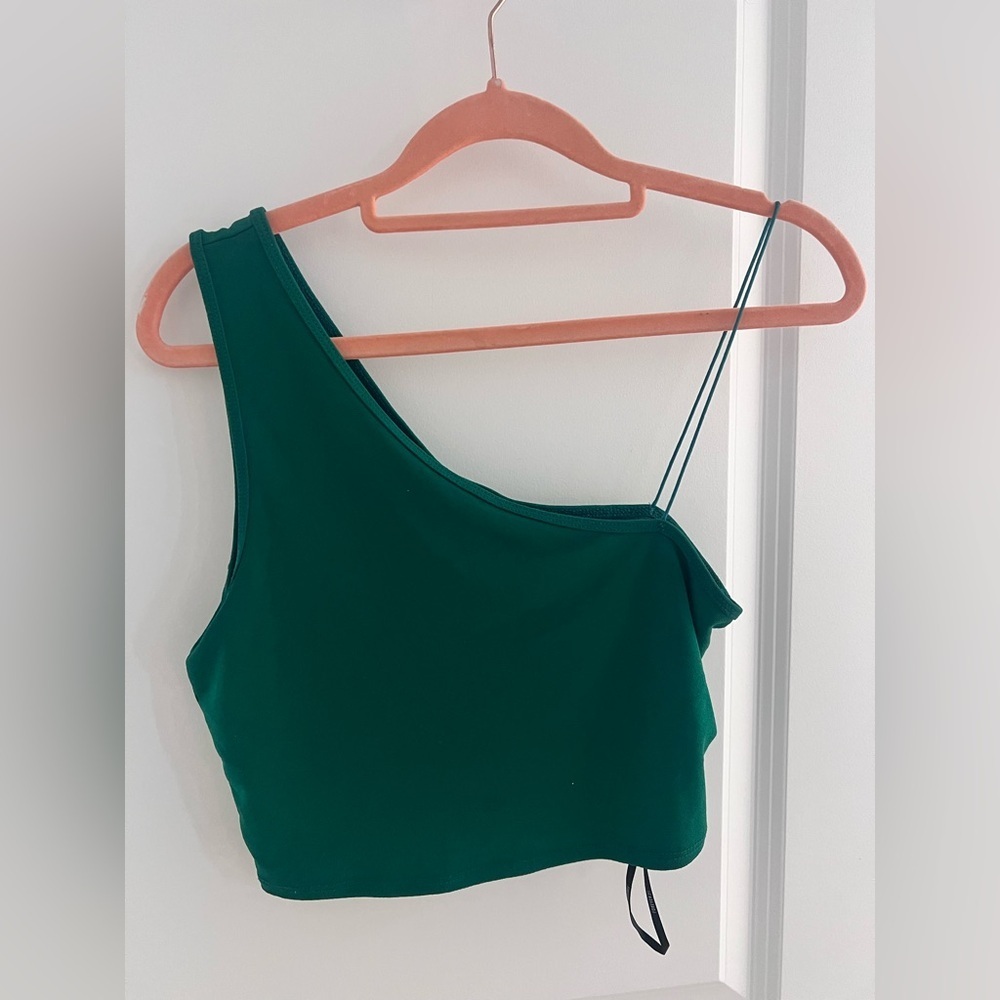 Forever 21 One-Shoulder Teal Crop Top